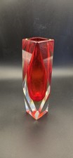 V.A.M. Murano Vase Hand Cut Crystal Red Sommerso - DLG - Flavio Poli picture