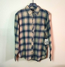 Billabong Coastline Mens Cotton Flannel Plaid Long Sleeve Button-Up Shirt L picture