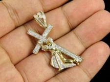 Black Friday Gift Moissanite Men's Jesus Christ Carrying Cross Pendant Silver picture
