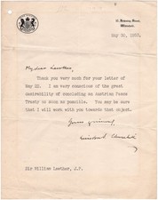Winston S. Churchill Letter Signed Restoring Austria After Joseph Stalin's Death picture