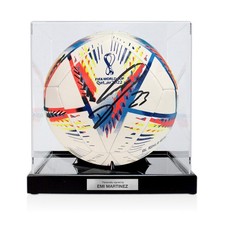 Emi Martinez Signed 2022 World Cup Football. Display Case With Plaque picture