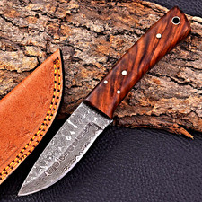 Custom Made Damascus Hunting Skinner Knife Hand Forged Damascus Steel Wood 2900 picture