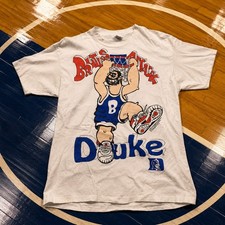Vintage Duke Blue Devils Basketball T-Shirt Men’s XL White Brutus Attack 1993 picture