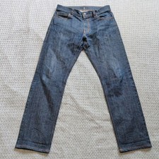 Uniqlo +J Jeans Mens 30x30 Blue Slim Straight Selvedge Stretch Denim Dark Wash picture