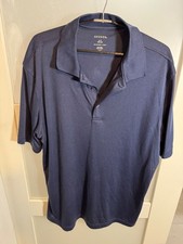 George Mens Polo Shirt Large 42-44 Navy Blue 100% Polyester Short Sleeve   17-24 picture