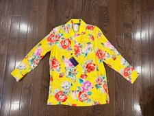 NWT Ralph Lauren Purple Label Silk Yellow Floral Shirt Men's M (altered Sleeve) picture