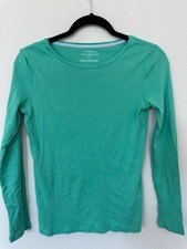 100% Pima Cotton Talbots The Talbots Tee Size Petite SP Green Long Sleeve picture