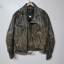 Vintage 80s Ripples Heavy Leather Motorcycle Jacket XL Distressed Biker Moto picture