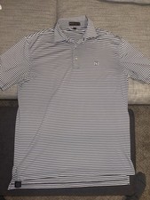 Peter Millar Summer Comfort Polo Men’s M Navy White Striped Golf Performance picture