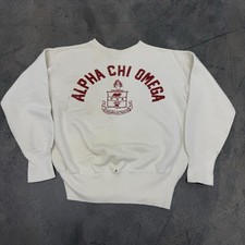 VTG 50s Champion Running Man Alpha Chi Omega Sweatshirt USA True Vintage Large picture