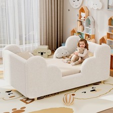 Low-profile kids bed with soft teddy fleece safe cozy max load capacity: 150kg. picture