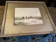 Original Watercolor Painting Beach Seascape Original Wavy Glass N. Vanderveld picture