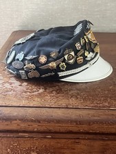1940’s -50’s Harley Davidson Captains Hat With Very Rare Pins. picture