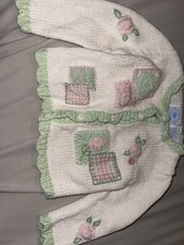 Vintage Hartstrings Girl's 18m Floral Cardigan Sweater 90s 3D Knit Grandmacore  picture