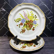 Pair Vintage Mikasa Garden Club A Basket of Wildflowers Dinner Plates EC403 picture