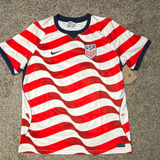 Nike USA Soccer Jersey Men's XL Red White Blue Wave Stripe Dri-FIT Shirt 100$ 🔥 picture