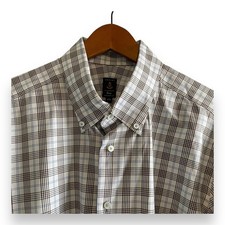 Robert Talbott Estate Shirt Men's XXL Tailored Fit Plaid Button Down Brown Blue picture