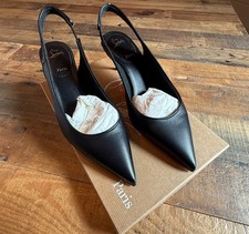 Christian Louboutin SPORTY KATE SLING 55 BLACK Leather - NEW/UNUSED-EU38/US7.5-8 picture