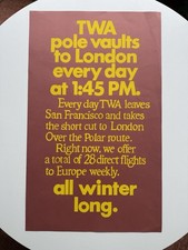 Rare TWA 1960's TRAVEL poster Advertisement picture