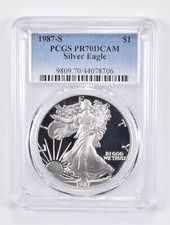 1987-S American Silver Eagle PR70 DCAM PCGS Blue Label picture