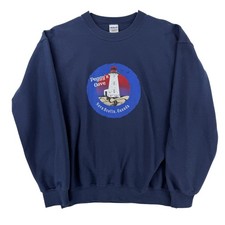 Vintage Peggys Cove Sweatshirt Mens Medium Blue Lighthouse Pullover Gildan picture