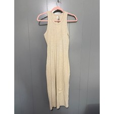 NEW Leset Oatmeal Kelly Racerback Cotton Knit Classic Fitted Midi Dress M picture