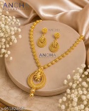 South Indian Traditional Gold Plated Bridal Necklace Set with Earrings for Women picture