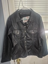 Vintage Ripples Leather Jacket Men's XL Black  