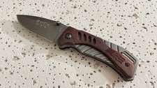 Buck USA X61 Folding Pocket Knife Tactical Plain Blade Steel Rosewood Handle Lin picture