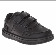 French Toast Boys Black Faux Leather Dress Sneaker Hook & Loop School Size 8 picture