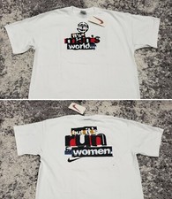 VTG NIKE It's A Man's World But Run by Women Graphic Tee T-Shirt L Black Tag USA picture