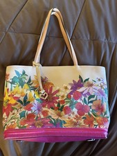 Brighton Bright Spring Colors Orchid Flower Leather Tote New Never Used    picture