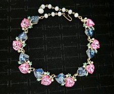 Vintage Signed KRAMER Rhinestone Necklace New Swarovski Crystal Hearts OOAK picture