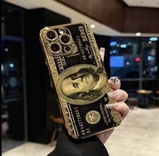 Gold Black $100 Bill Money Theme Glossy Case for iPhone 17 Lightweight Plastic picture