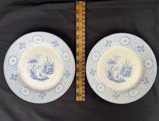 Antique J. Wedgwood Singanese Pattern Plates c.1850 Blue Transferware Lot of 2 picture