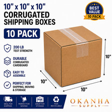 10 Pack 10x10x10 Heavy Duty Corrugated Cardboard Shipping Moving Packing Boxes picture