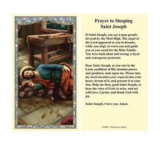 (2 copies) Sleeping St. Joseph Holy Prayer Card Cardstock Catholic picture