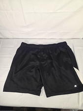 Russell Men's Black Athletic Mesh Shorts XL 40-42 Drawstring Elastic Waist picture