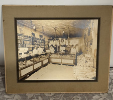 Early 1900's Interior Photograph Meat Market Grocery Store DETROIT Christmas picture