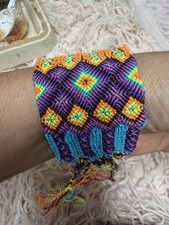 Huichol Wixárika Style Handwoven Wide Cuff Bracelet Mexican Folk Art Boho #7 picture