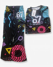 PatPat Girls 2pc Set Size 9-10Y 67 Six Seven Tee & Pants Retro 90s Print NWT picture
