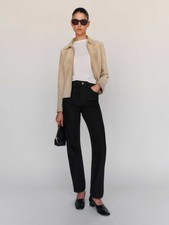 Reformation Cynthia High Rise Straight Jeans Black Size 26 NWT picture