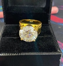 RARE 9.25 Ct Certified White Treated Diamond Solitaire Men's Ring-925 Silver picture