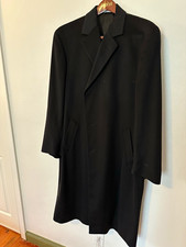 *NEW* Nordstrom Men's 44L Black Wool Full Length Overcoat Button picture