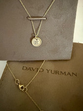 David Yurman Cable Collectibles 18K Yellow Gold Diamond Initial E Necklace picture