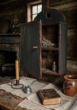 Primitive Early American Colonial Home Decor Wood Painted Wall Cupboard picture