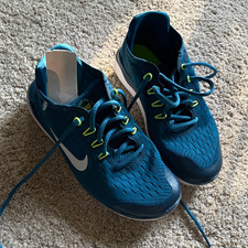 Nike Free RN Unisex Kids Sneaker 4.5Y Blue/White/Green Mesh Lace Low AH3451 picture