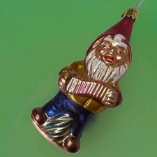 Vintage Christborn Glass Gnome Ornament Germany Blown Hand Painted Elf Dwarf Vtg picture