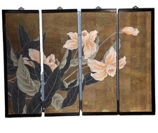 Wildwood Accents 4 Panel Painting 1970’s Flower picture