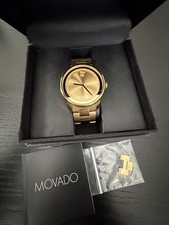 Movado BOLD 3600258 Gold Tone Champagne Dial Swiss Quartz Men’s Watch 44mm picture